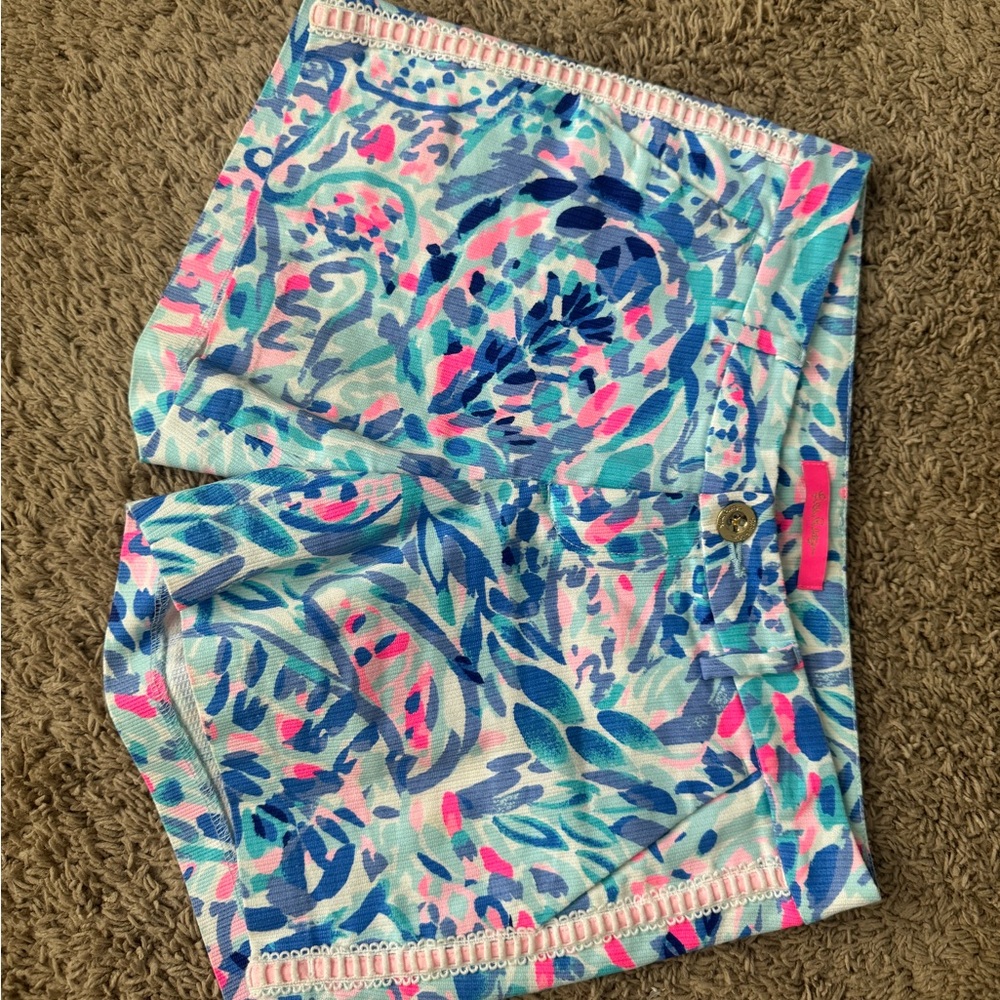 Lilly Pulitzer Blue and Pink Shorts Vibrant Resort Wear